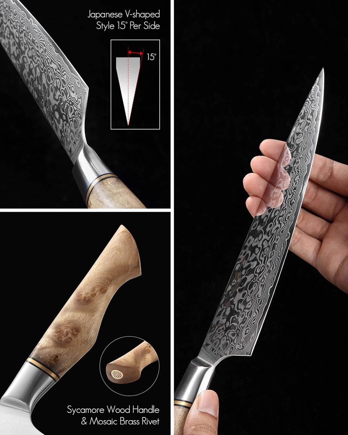 HEZHEN Chef's Knife-Professional-8.3 inch Damascus - Image 6