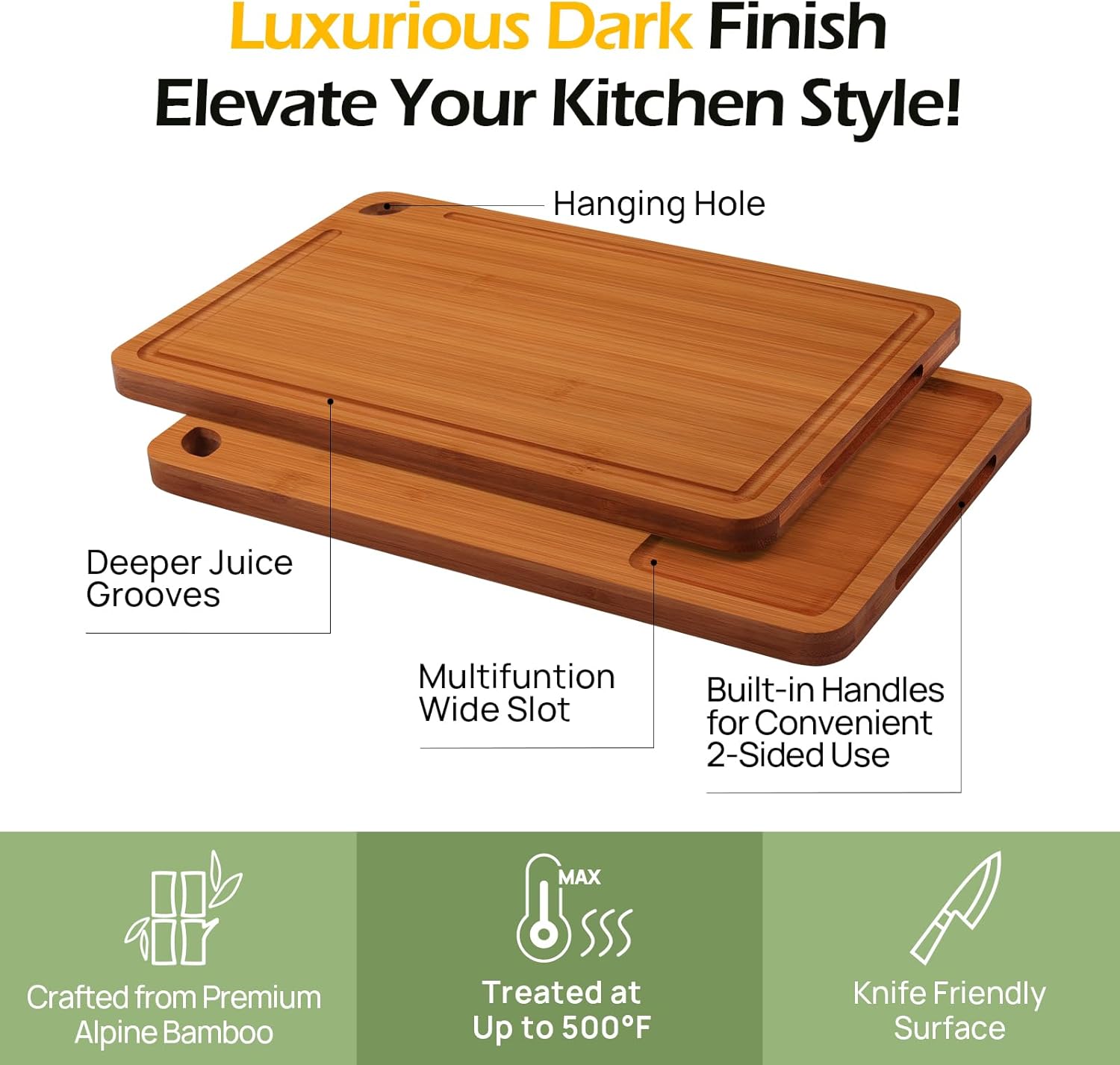 Bamboo Cutting Board, Durable Wood Cutting Boards - Image 4