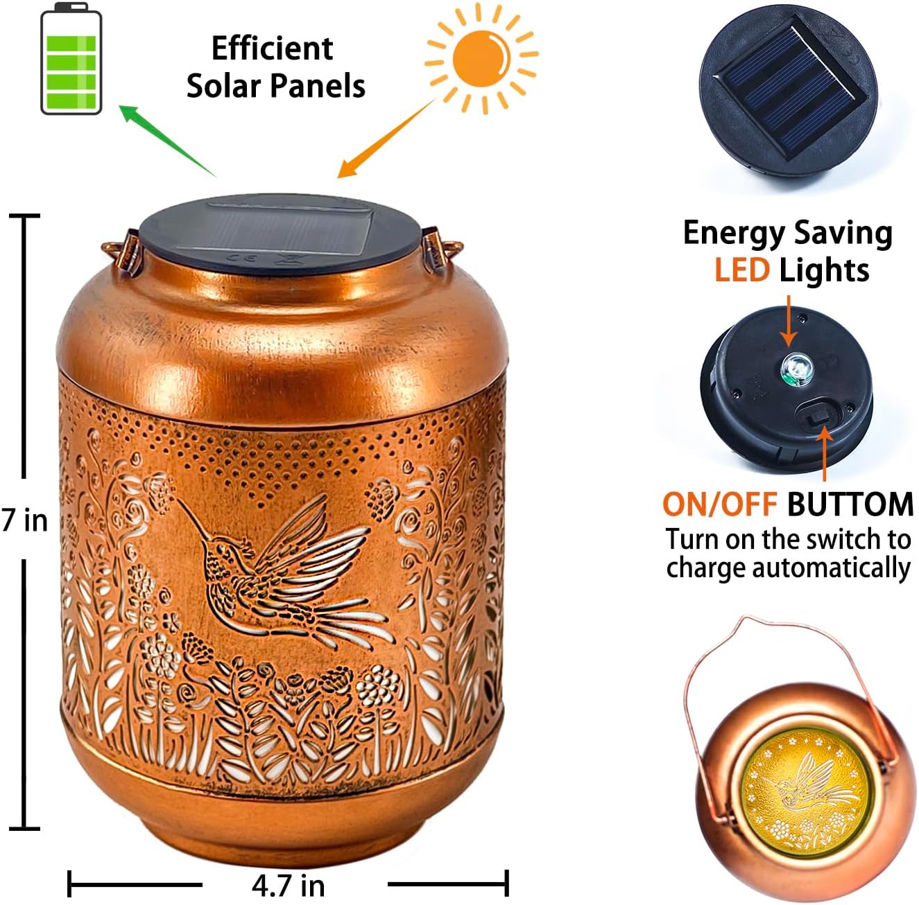 Hummingbird Solar Lanterns Outdoor Hanging - Image 4