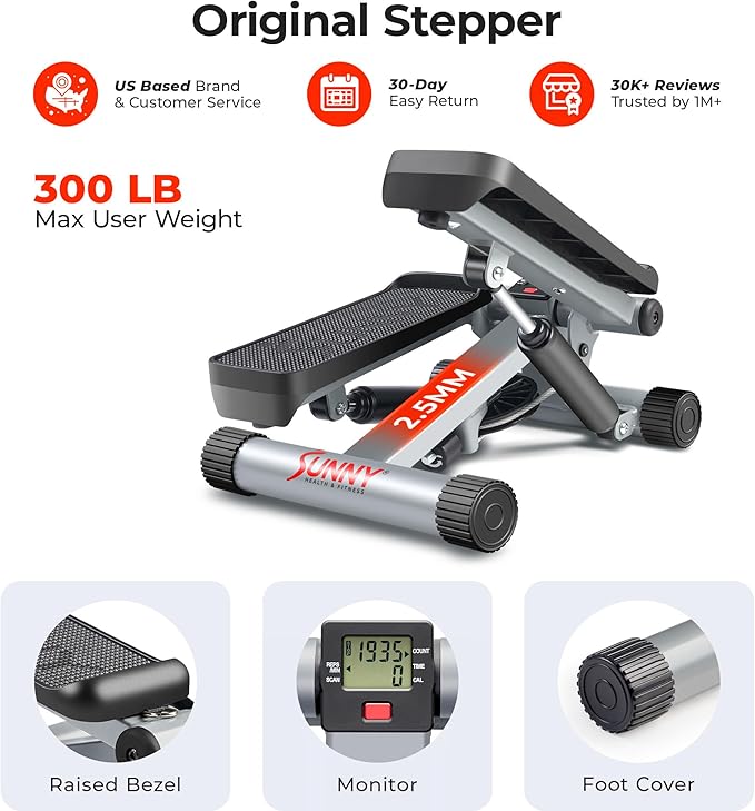 Sunny Health & Fitness Mini Stepper for Exercise at Home - Image 2
