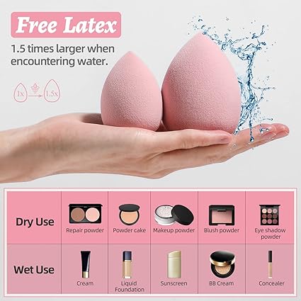 Makeup Sponge Set BS-MALL with Storage Case 7 Pcs for Liquid - Image 4