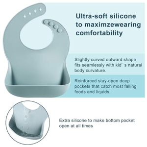 PandaEar Set of 3 Silicone Baby Bibs Waterproof