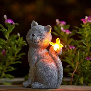 Nacome Solar Cat Outdoor Statues for Garden: