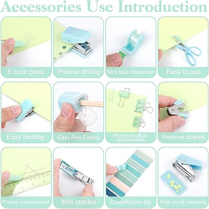 Office Supplies, Turquoise School Supplies w/ Sticky Notes - Image 3