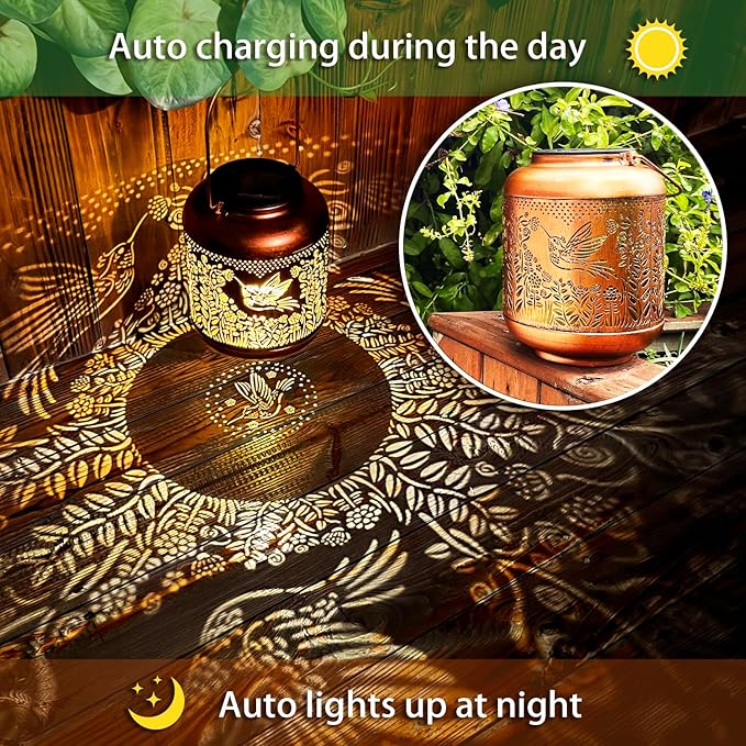 Hummingbird Solar Lanterns Outdoor Hanging - Image 3