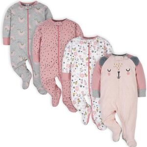 Gerber Baby Girls' 4 Pack Sleep 'N Play Footie